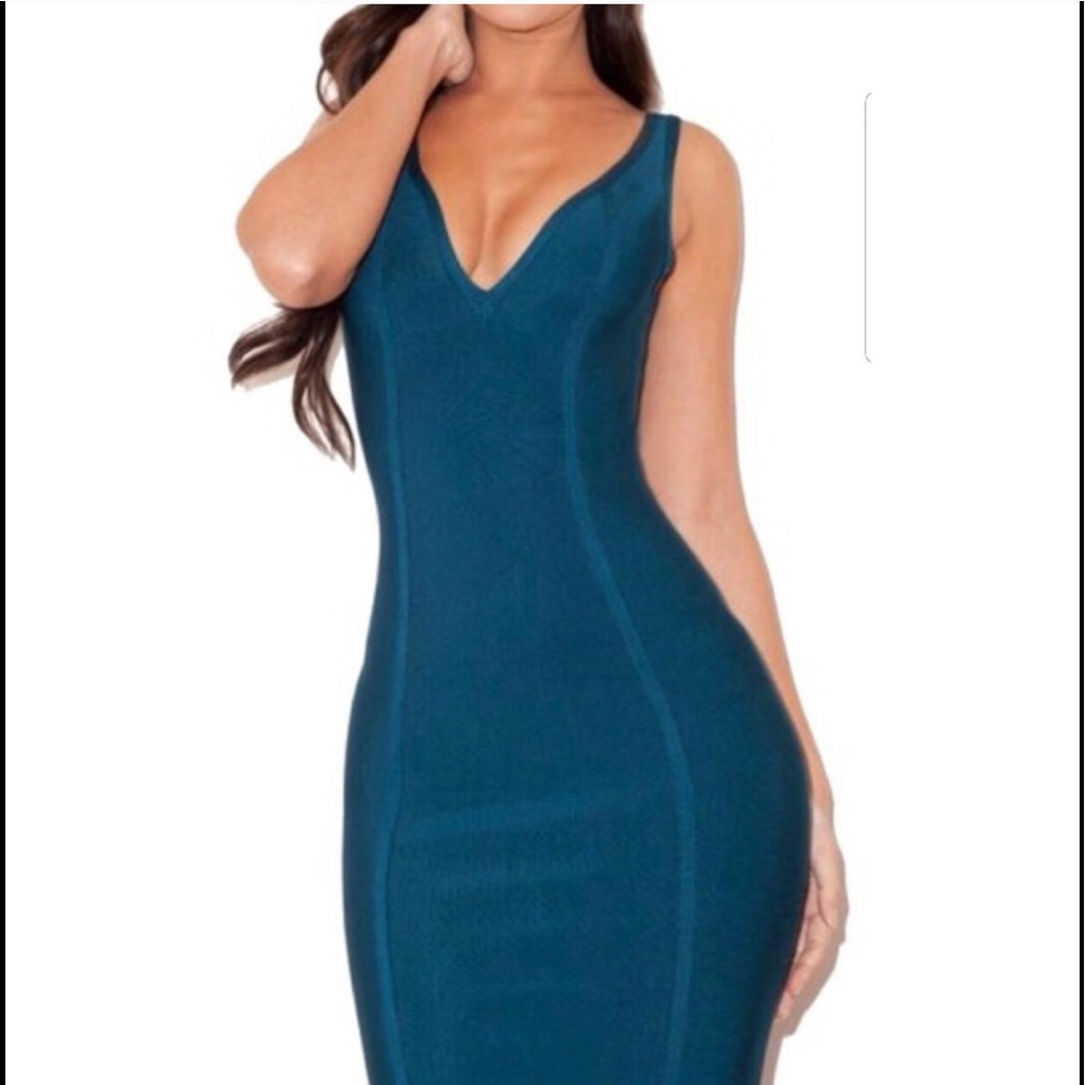 House of CB Blue peacock Calista dress